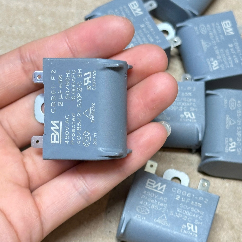 Sẵn hàng COMBO 10  tụ BM 2uf 500v chân rắc có tai bắt ốc , tụ rắc cắm 2uf