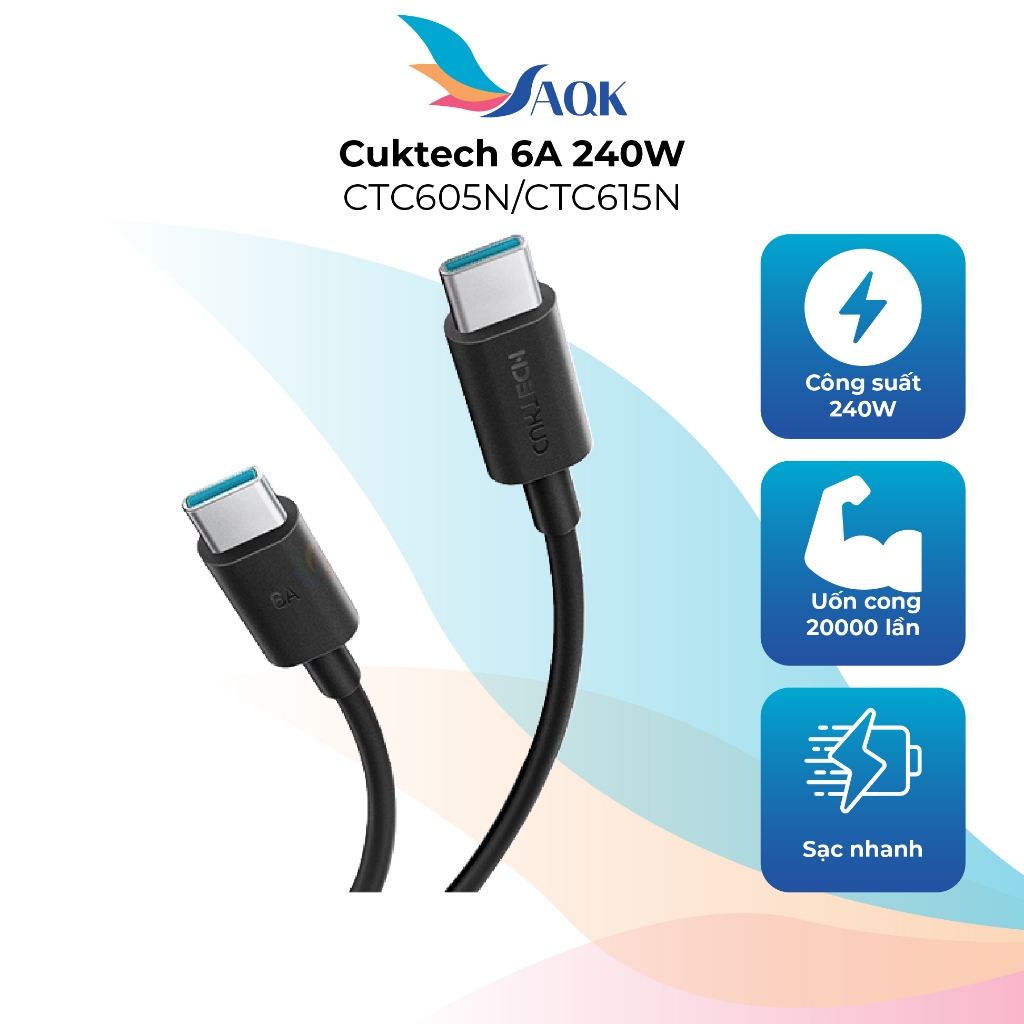 Cáp USB Type-C to Type-C Cuktech 6A 240W CTC605N/CTC615N - Hàng chính hãng