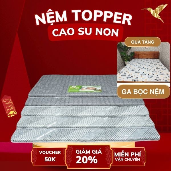 [SIÊU HOT TẶNG GA]Topper Nệm Cao Su Non Dày 5cm–Đệm Topper Êm Ái,Dễ Gấp Gọn,Gấp 3,Nhiều Kích Thước
