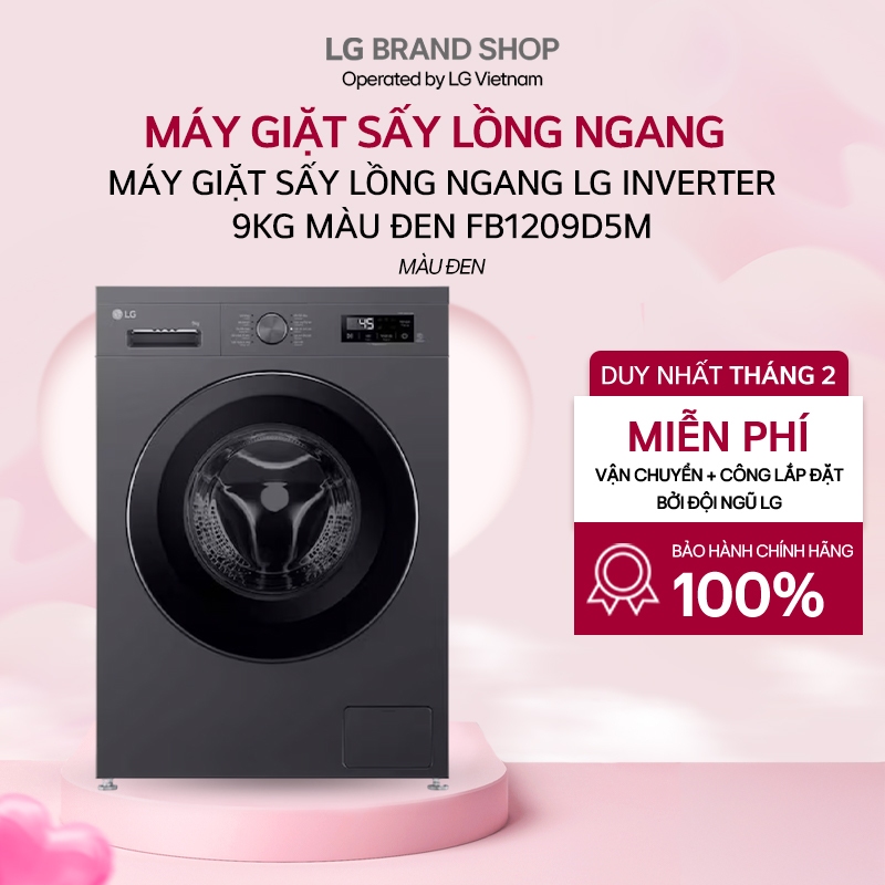 Máy giặt sấy lồng ngang LG Inverter 9kg màu đen FB1209D5M