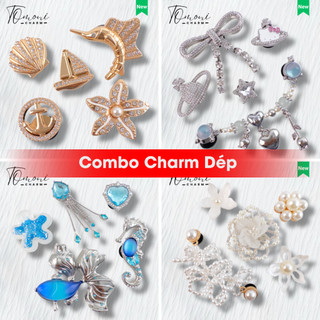 Set Charm Dép TOMONI, Sticker Gắn Dép Kim Loại Đính Đá Thời Trang Sang Trọng, Phụ Kiện Giày Dép 2