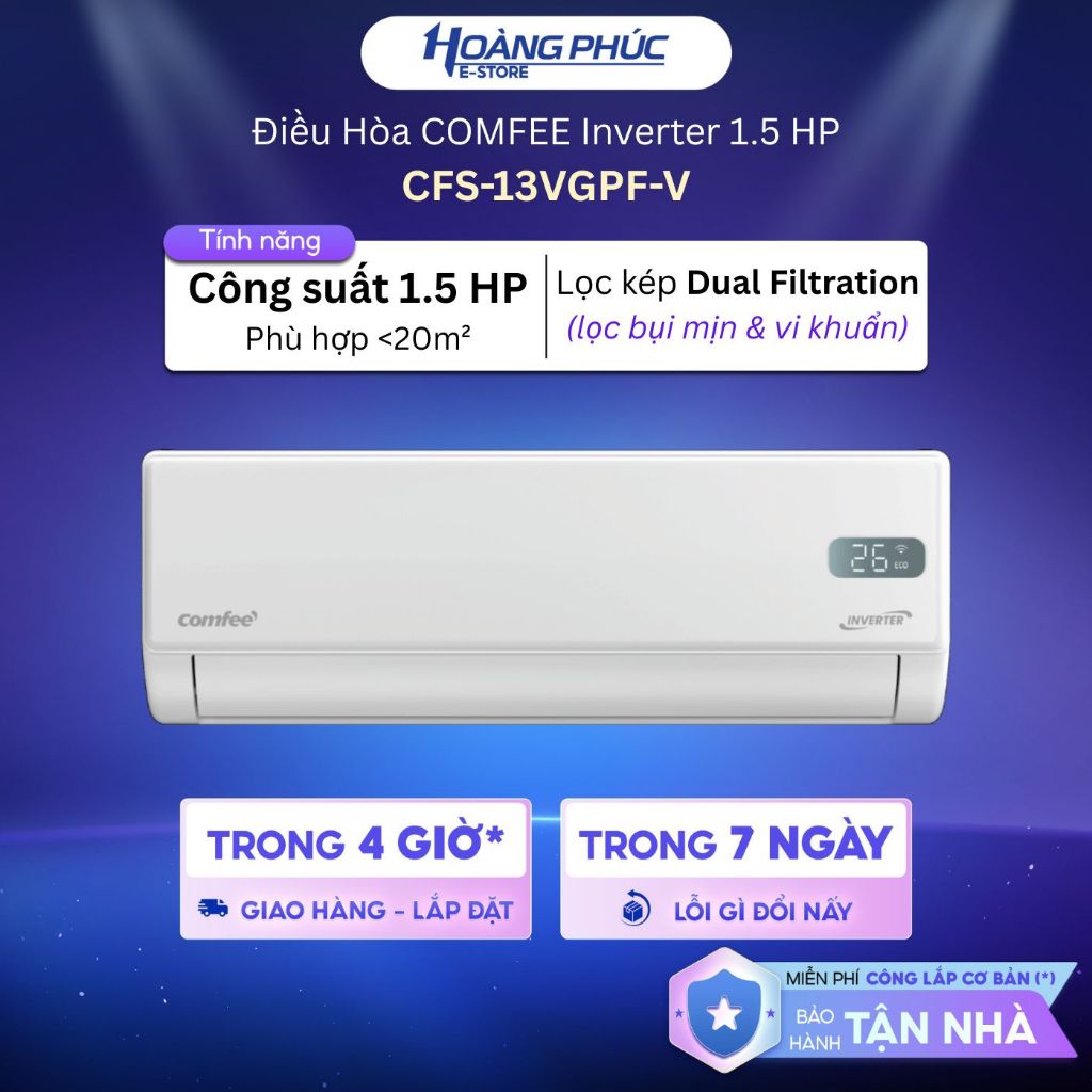 CFS-13VGPF-V | Máy lạnh Comfee Inverter 1.5 HP CFS-13VGPF {Toàn Quốc}