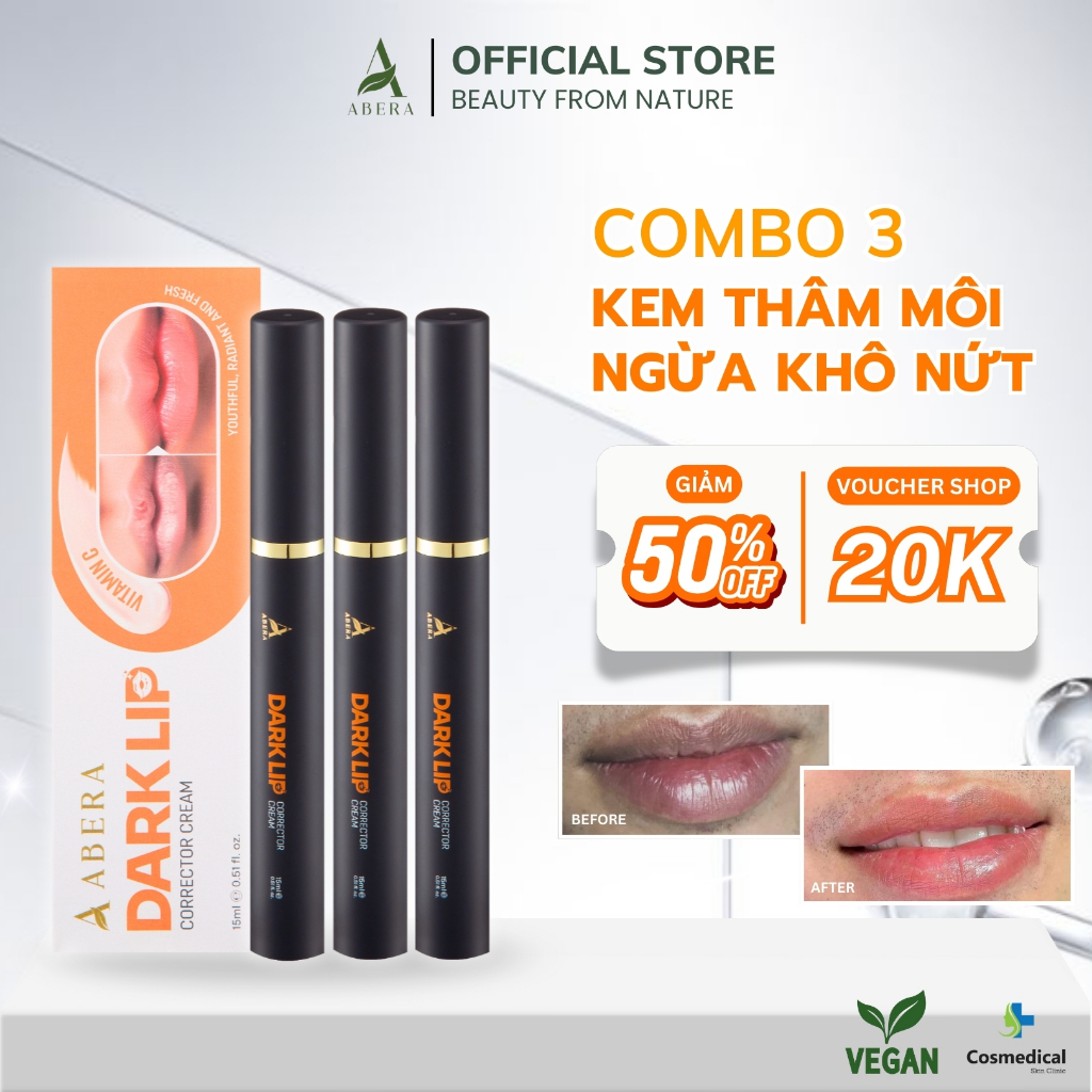 [DEAL SỐC] Combo 3 Kem Thâm Môi Abera Giúp Môi Mờ Thâm Sáng Hồng Dưỡng Ẩm Ngừa Khô Môi 15ML