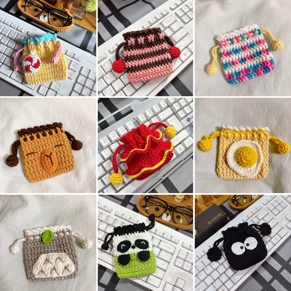 [PAMELA] ❤️❤️ CASE AIRPOD 1/2/3/4 ❤️❤️ CASE AIRPOD BẰNG LEN, TÚI RÚT, POUNCH CROCHET, CHARM