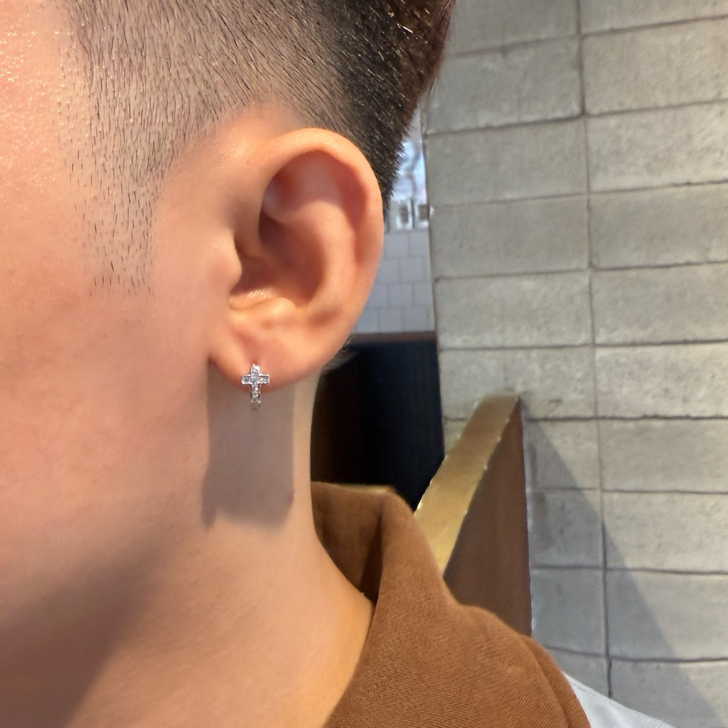 Khuyên tai khoen tròn thánh giá đính đá cao cấp - MINA JEWELRY