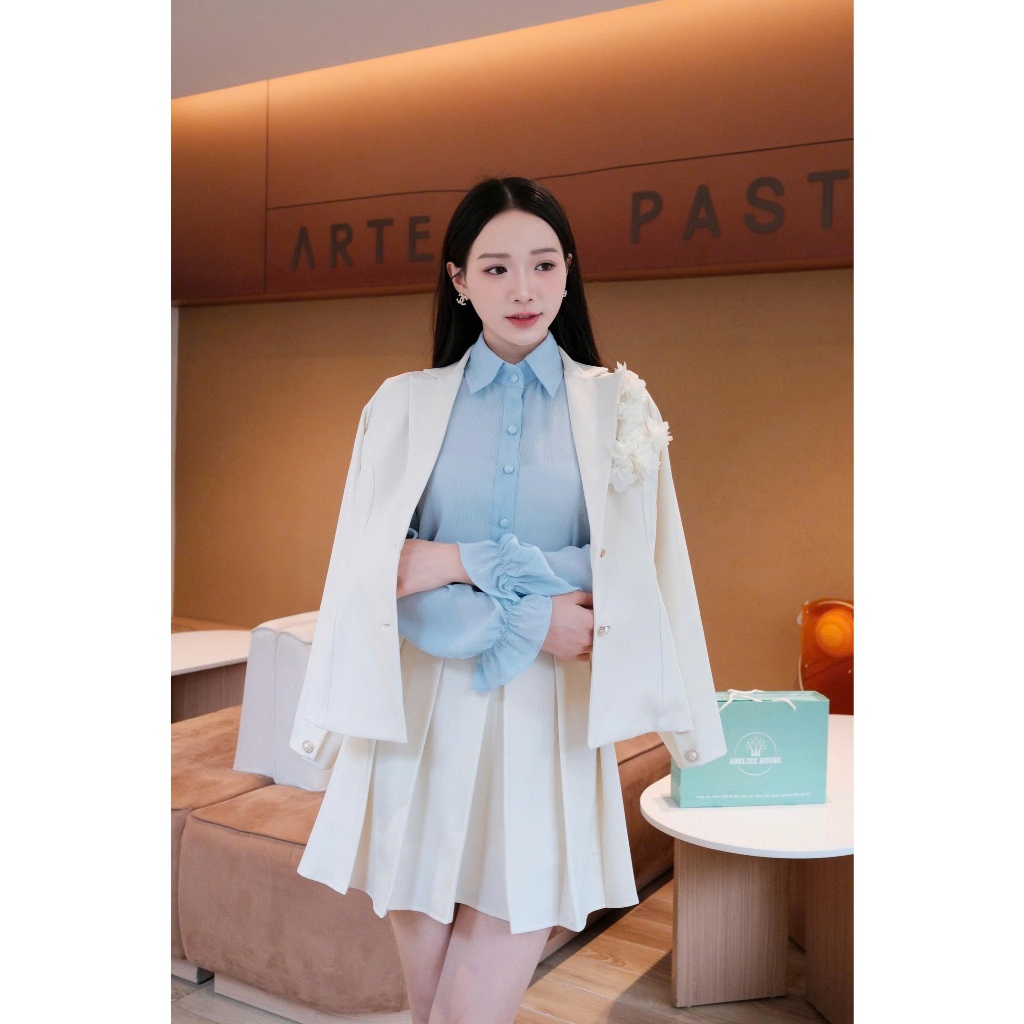 𝐀𝐃𝐄𝐋𝐈𝐍𝐄 𝐇𝐎𝐔𝐒𝐄-SET RIBBED TEAK TK112+45 Xanh dương