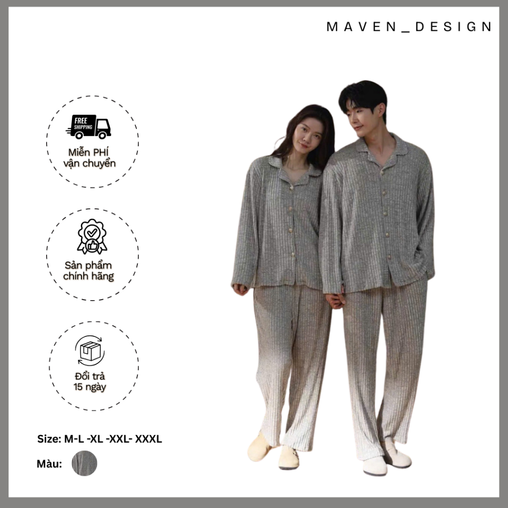 Set Đồ Ngủ Unisex Maven_design BĐ04 – Pijama Thu Đông Ấm Áp Thoải Mái