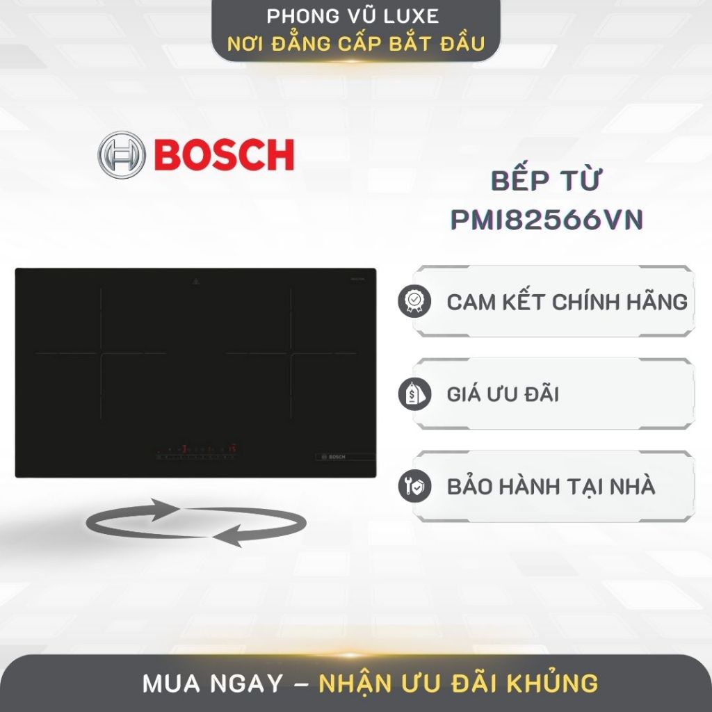 Bếp Từ Đôi Bosch PMI82566VN Series 6 – Lắp Âm, 2 Vùng Nấu, Gia Nhiệt Nhanh PowerBoost