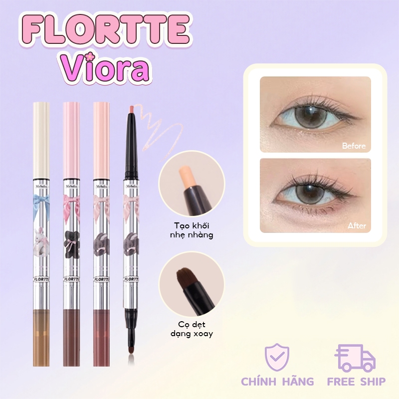 FLORTTE Bút kẻ bọng mắt 2 đầu Có thể vẽ bọng mắt Tạo khối mũi Giảm bọng mắt Tự nhiên, bền lâu
