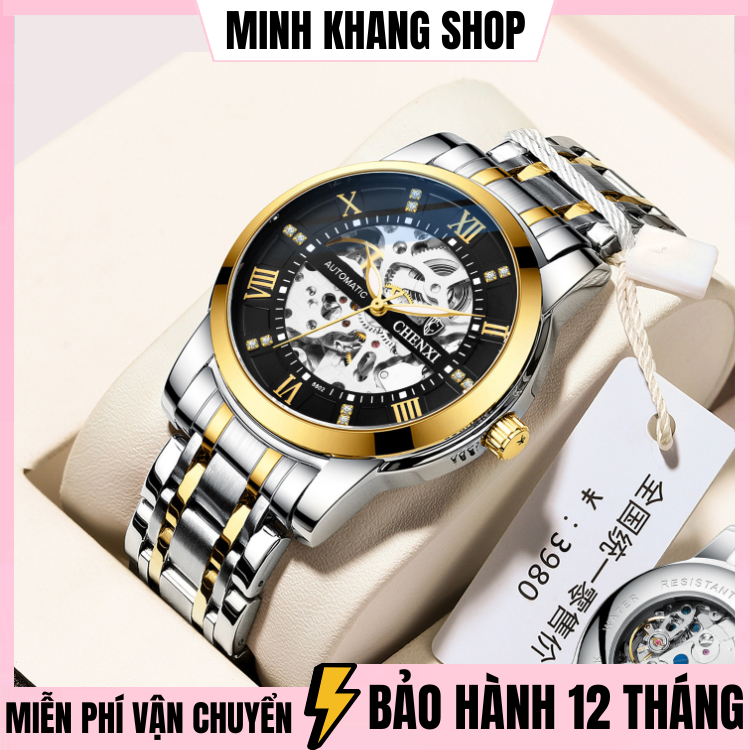 Đồng hồ cơ AUTOMATIC CHENXI CX-8802 chống nước chống xước , thời trang lịch lãm , tặng kèm vòng tỳ h