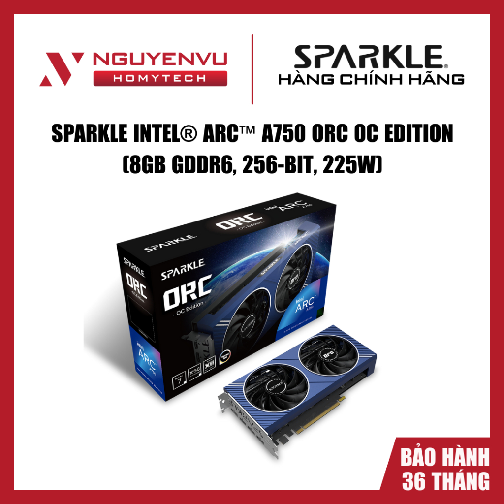 [Full VAT] Card màn hình SPARKLE Intel Arc A750 ORC OC Edition - 8GB GDDR6 - 256-bit - Chính hãng
