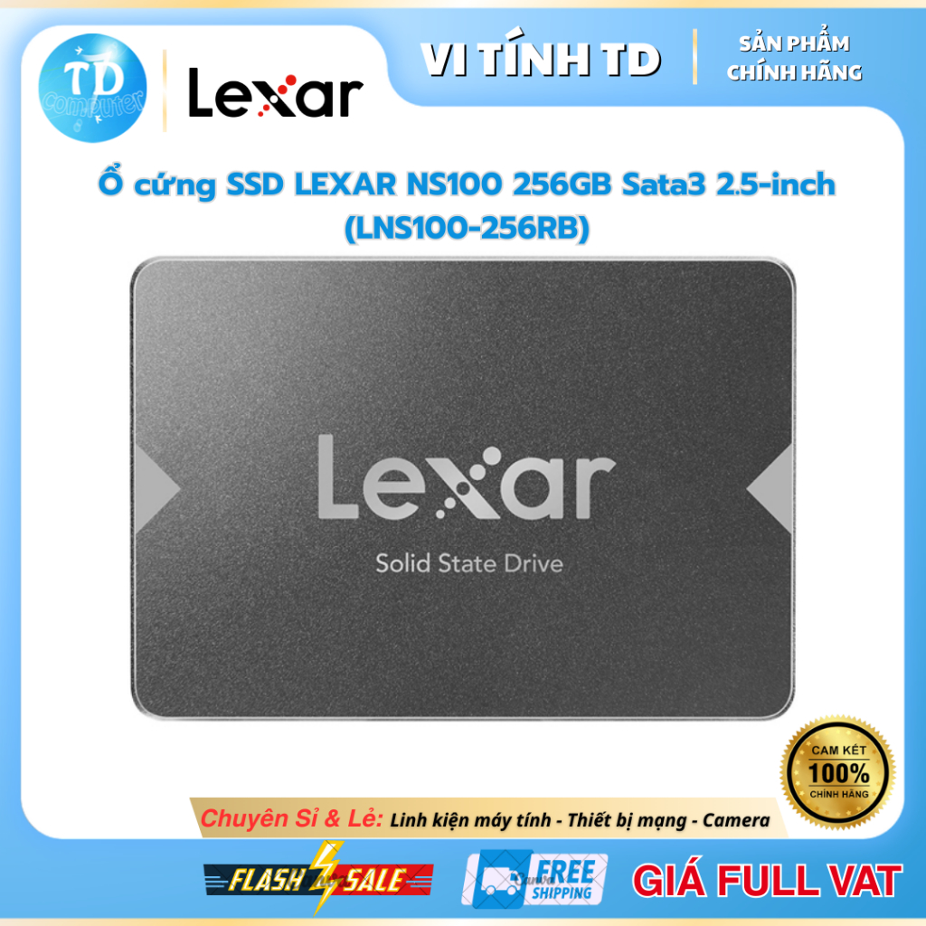 SSD dung lượng 256GB  hiệu Lexar NS100 2.5" Sata III - Hàng chính hãng