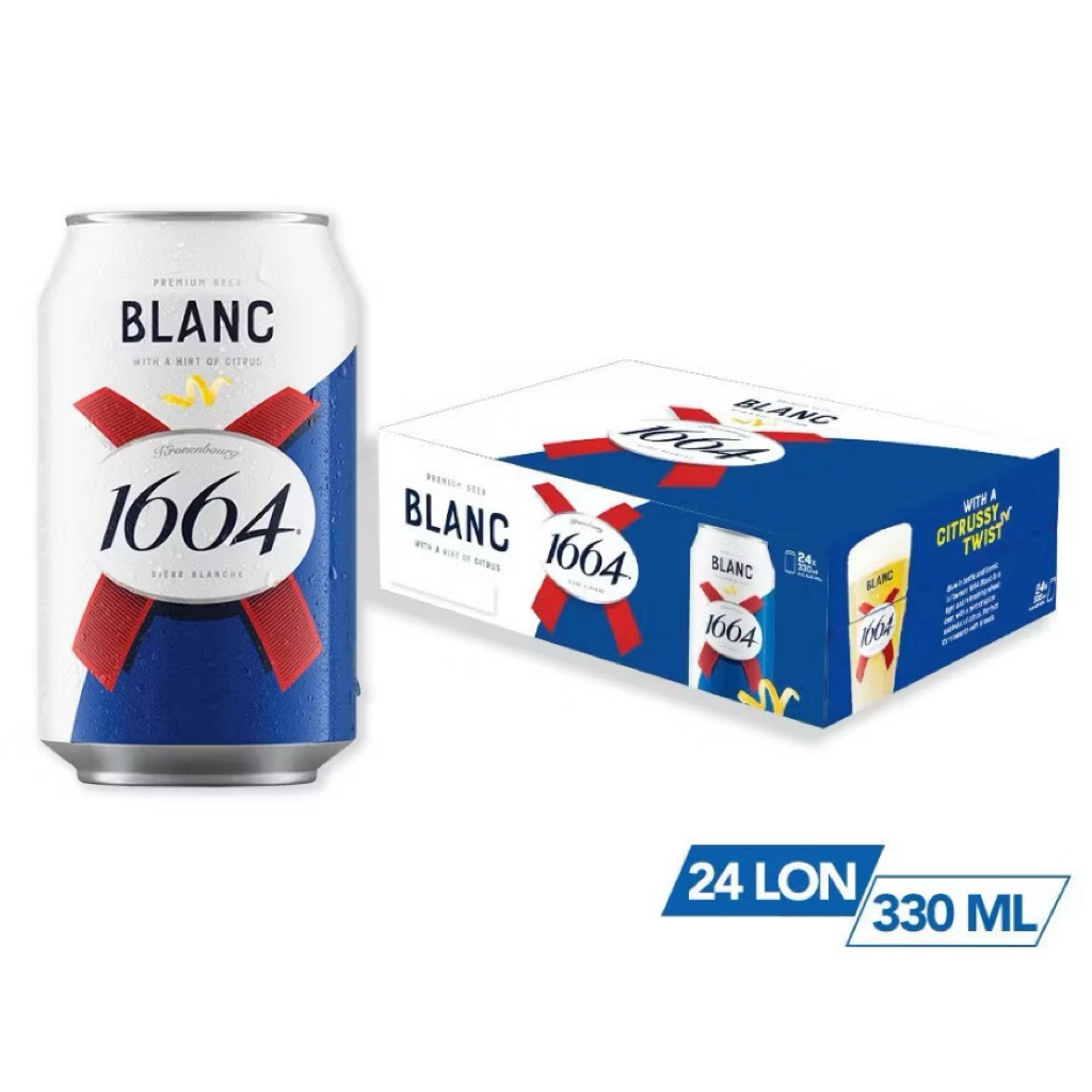 Thùng 24 Lon Bia Pháp Kronenbourg 1664 Blanc 330ml-Bia Lúa Mì  (Nồng Độ 5%)