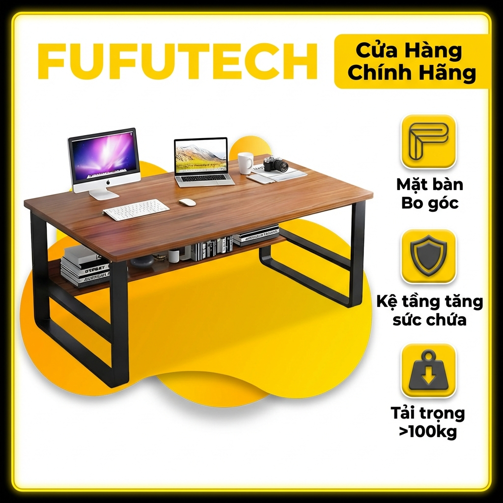 Bàn làm việc, bàn học tập U Campus FUFUTECH bo 4 góc, Liền Kệ Dưới Giúp Tối Ưu Không Gian, Đa Dạng Kích Thước 1m2,1m4 | BigBuy360 - bigbuy360.vn