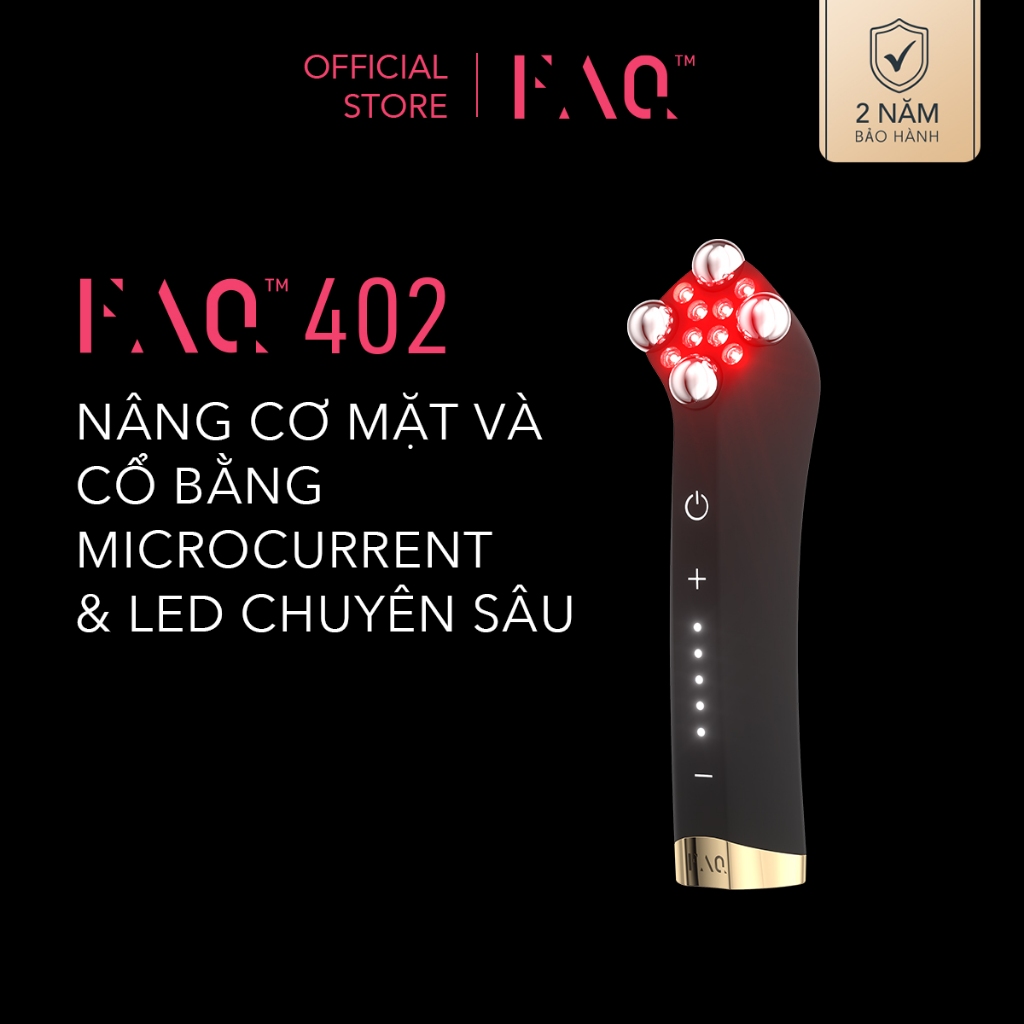 FAQ 402 Thiết Bị Nâng Cơ Mặt Bằng Vi Dòng Điện Kép - Tạo Hình Khuôn Mặt Và Cổ Bằng Đèn LED & Massage