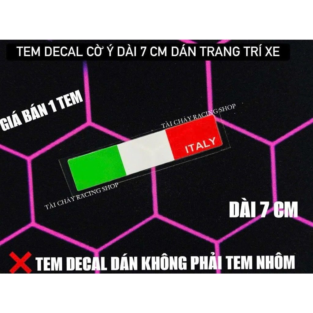 [ 1 TEM ] TEM DECAL CỜ Ý ITALY DÀI 7 CM DÁN TRANG TRÍ XE
