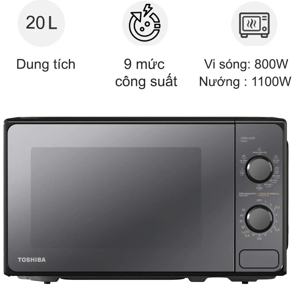 Lò Vi Sóng Kết Hợp Nướng Toshiba MM2-MG20PE(BM)VN 20 Lít - Xuất Xứ Thái Lan ( Bảo Hành 12 tháng )