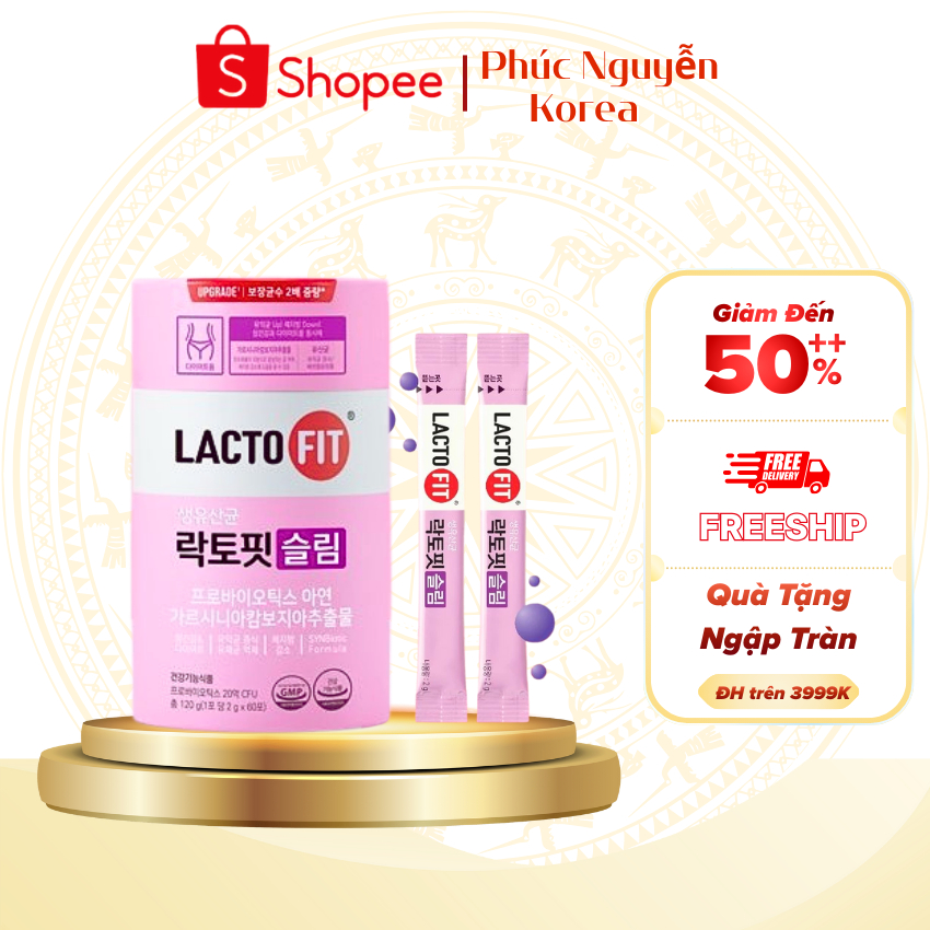 Men Giảm Cân Lacto-Fit Hàn Quốc Hộp 60 Gói, Giúp Eo Thon Dáng Gọn