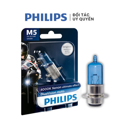 Bóng đèn Philips Halogen BlueVision M5 – 12V 35/35W – ánh sáng 4000K cho xe máy Honda Dream, Yamaha Sirius, Jupiter