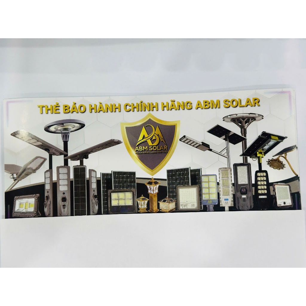 Thẻ Bảo Hành Chính hãng ABM SOLAR, cứng cáp, in màu, có mộc đỏ bảo hành sản phẩm