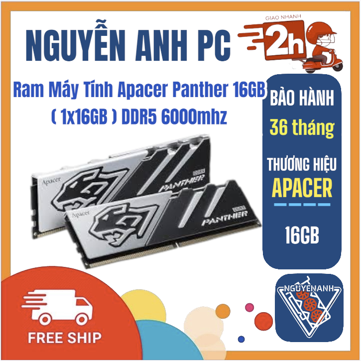 Ram Máy Tính Apacer Panther 16GB ( 1x16GB ) DDR5 6000mhz