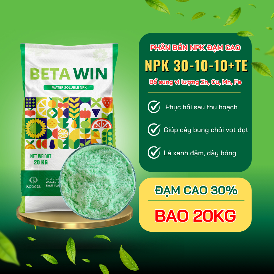 Beta Win NPK 30-10-10+TE Phân Bón NPK Đạm Cao Tinh Khiết - Bao 20kg