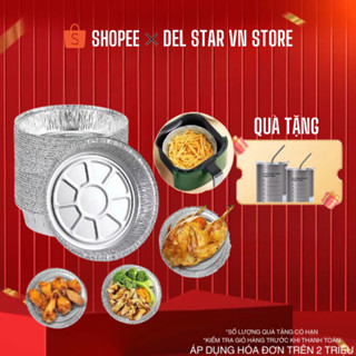 Sỉ 30 - 50 - 100 Khay Giấy Bạc 20cm, 22cm, Đựng Thức Ăn, Thực Phẩm Lót Nồi Chiên Không Dầu, Lò Nướng