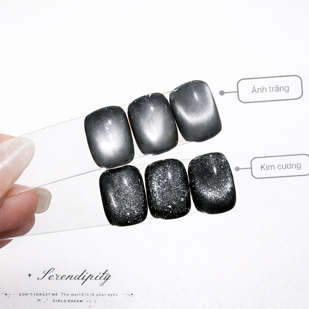 Sơn mắt mèo đen 15ml với 2 ánh mắt mèo Ánh trăng, Kim cương siêu sáng