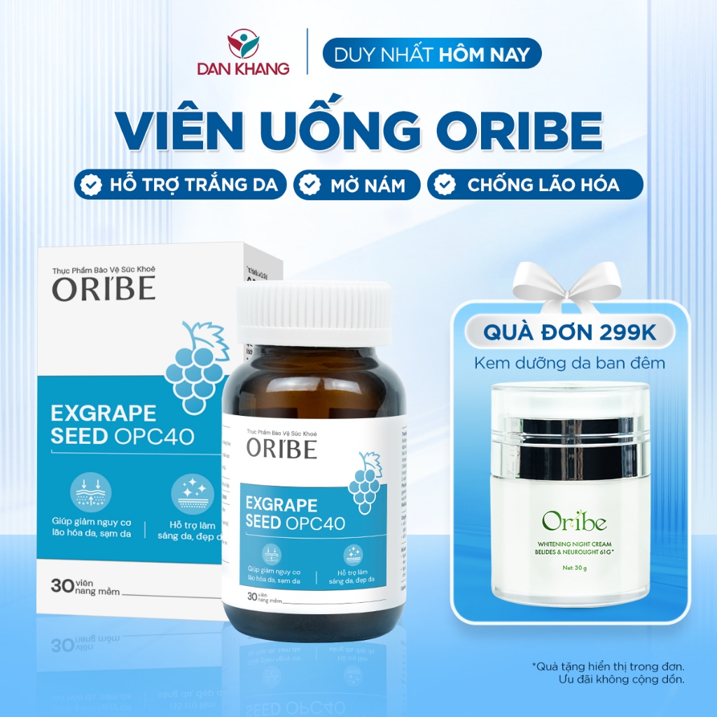 Viên uống Oribe giúp giảm nguy cơ lão hóa da, sạm da Hộp 30 viên