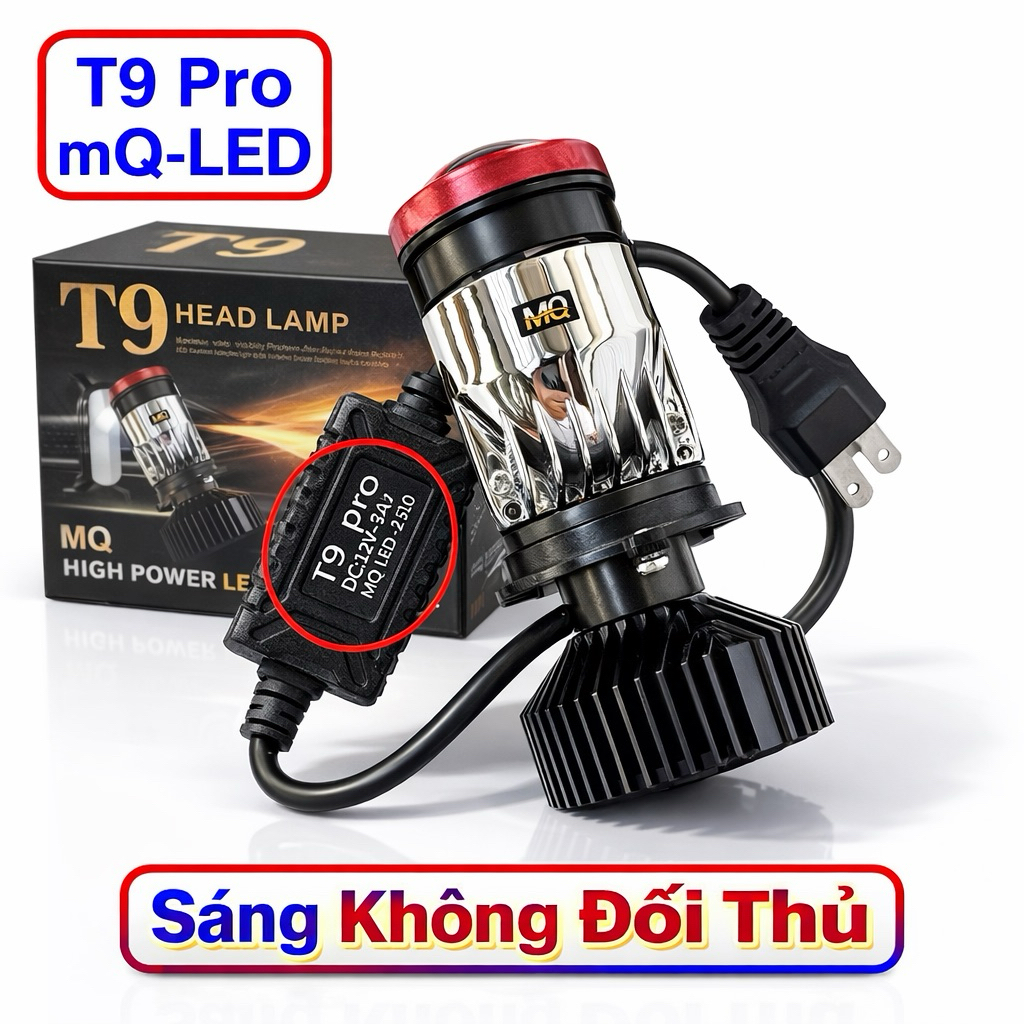 Đèn Pha Led Bi Cầu T9 Pro mQ - LED H4 ( Ko Lắp Điện Máy ) Cho Xe Máy R02