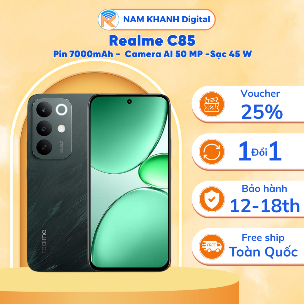 Điện thoại Realme C85 - 8/128GB - Pin 7000mAh - Kháng nước IP69 Pro - Nam Khanh Digital