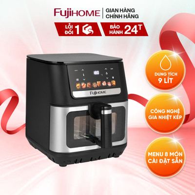 Nồi chiên không dầu Fujihome DUALHEAT A9DH 9 Lít - Công nghệ gia nhiệt kép, có 8 chế độ cài đặt sẵn