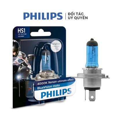 Bóng đèn Philips Halogen BlueVision HS1 – 12V 35/35W – ánh sáng 4000K cho Honda Air Blade/ PCX đời đầu, Yamaha Exciter
