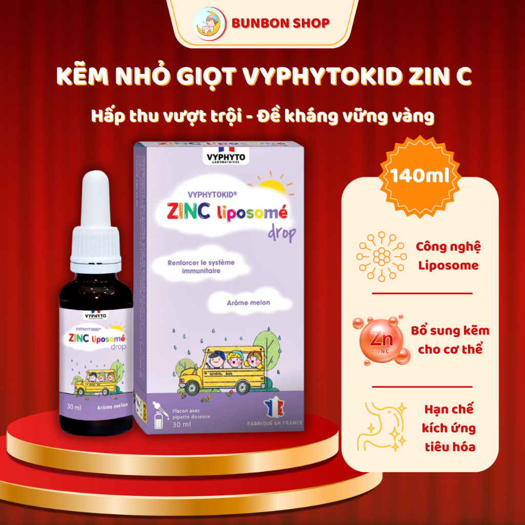 Kẽm Nhỏ Giọt VYPHYTOKID ZINC LIPOSOMÉ DROP Cho Bé Cho Bé Từ 3 Tuổi Lọ 30 ml