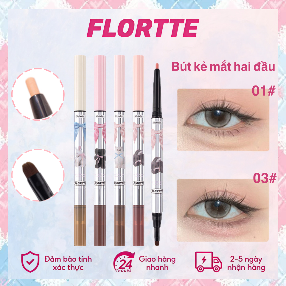 [FLORTTE] Bút Kẻ Bọng Mắt 2 Đầu Làm Bọng Mắt, Tạo Khối Mũi, Bắt Sáng Tự Nhiên