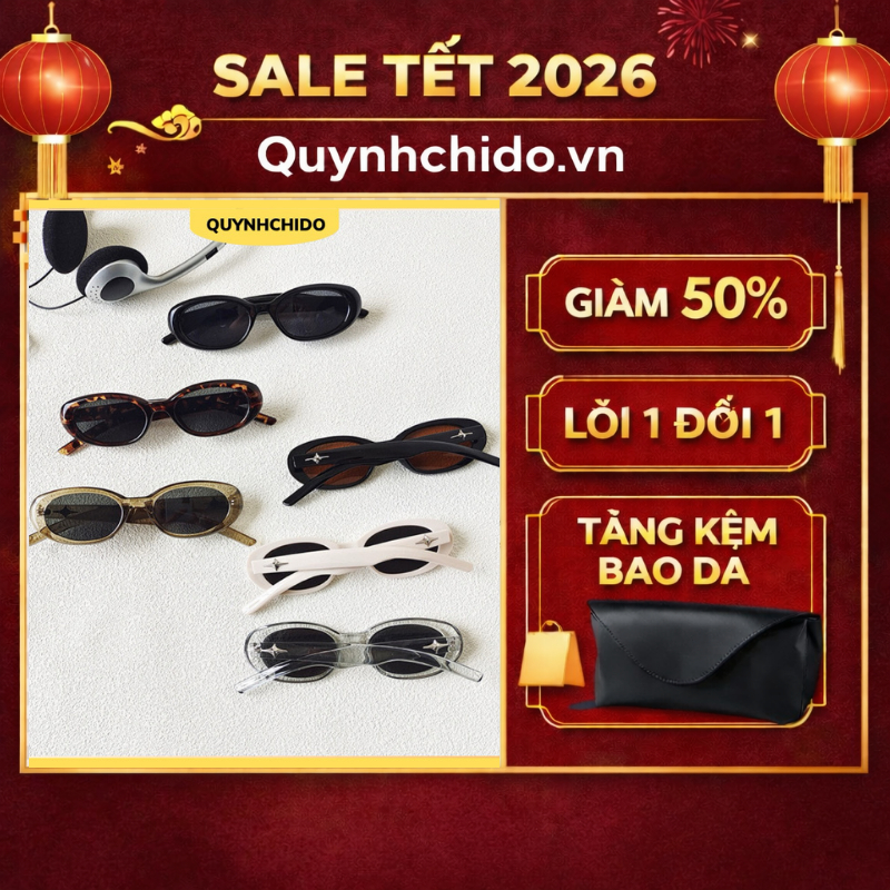 kính râm dáng oval bầu dục thời trang hàn quốc đính khuy sao GM-C34