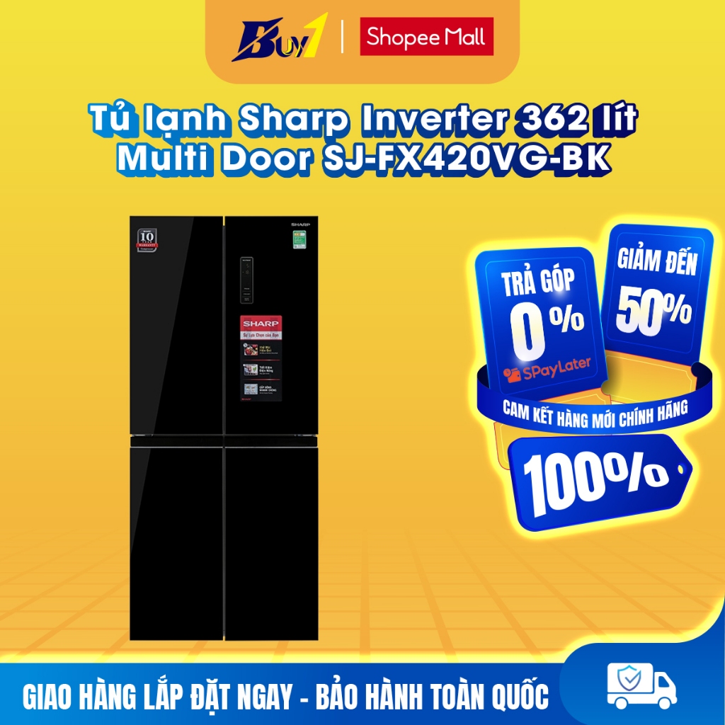 SJ-FX420VG-BK - Tủ lạnh Sharp Inverter 362 lít Multi Door SJ-FX420VG-BK - Hàng chính hãng