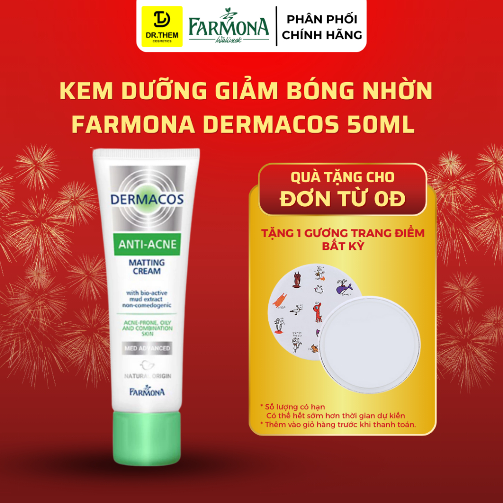 Dermacos Kem Dưỡng Giảm Bóng Nhờn, Ngừa Mụn Farmona Dermacos Anti Acne Matting Cream 50ml - Dr Thêm