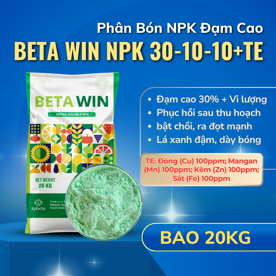 Beta Win NPK 30-10-10+TE Phân Bón NPK Đạm Cao Tinh Khiết - Bao 20kg