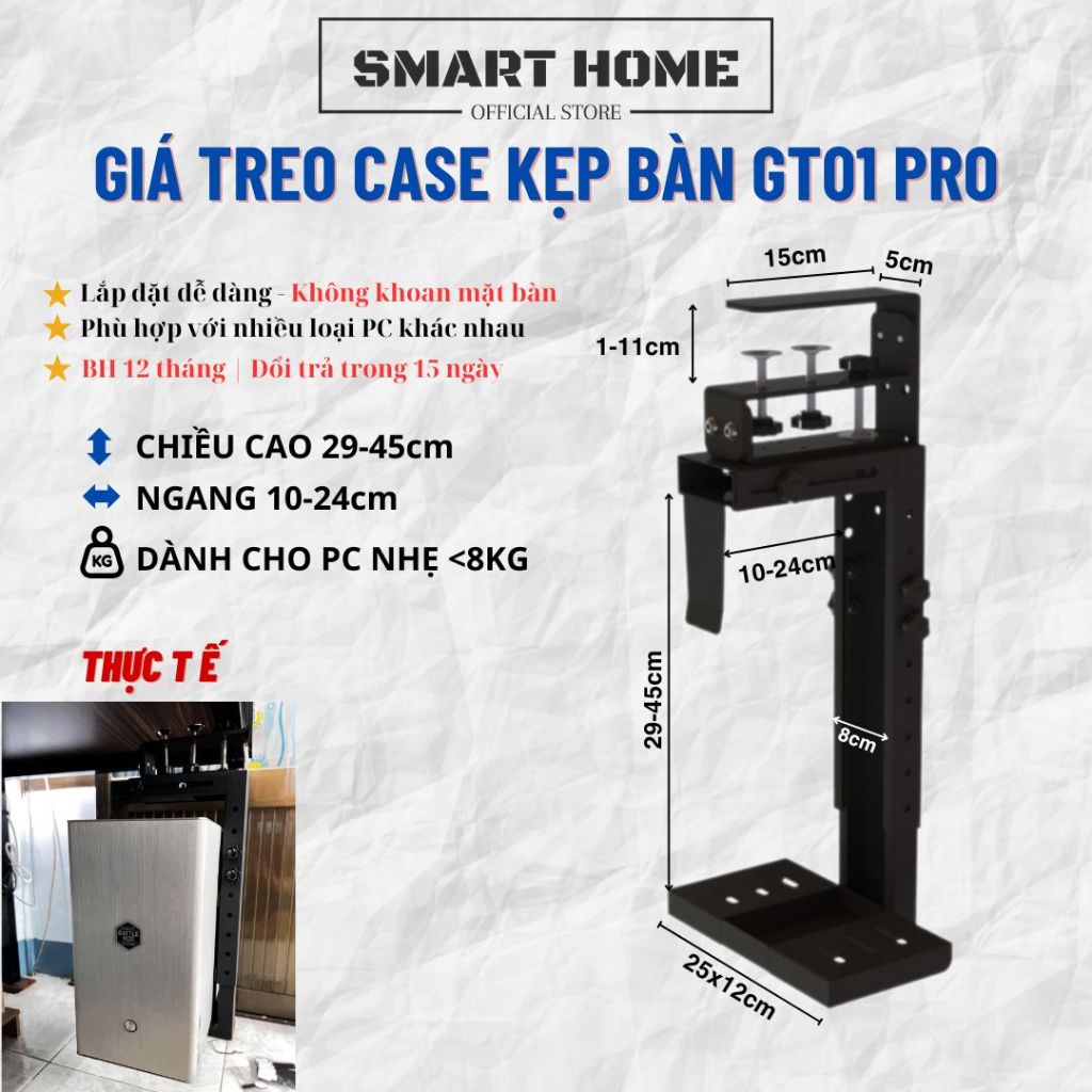 GIÁ TREO PC MÁY TÍNH KẸP BÀN GT01 PRO | LẮP ĐẶT NHANH