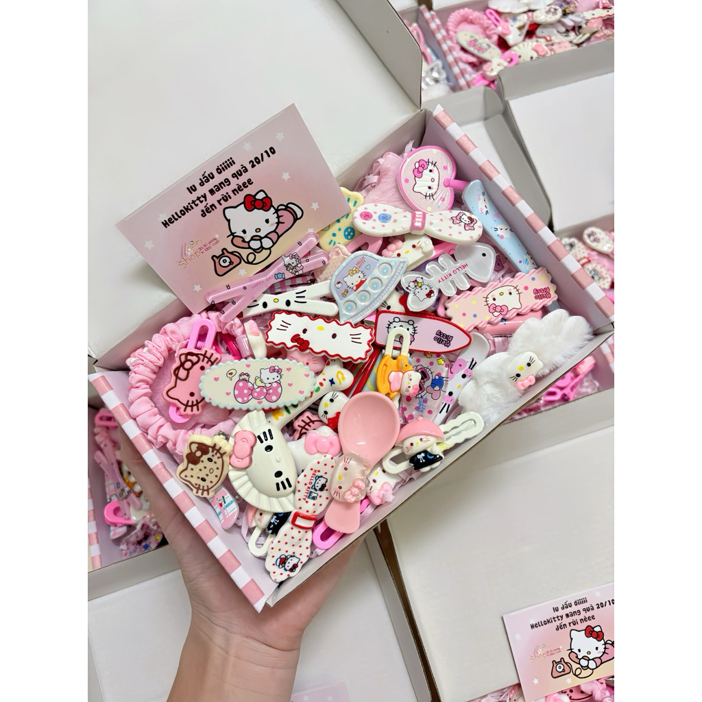 Set 50 Kẹp Tóc Hello Kitty Tặng Kèm Hộp Hello Kitty Hoặc Melody - Set quà tặng dịp sinh nhật, 8/3,…c