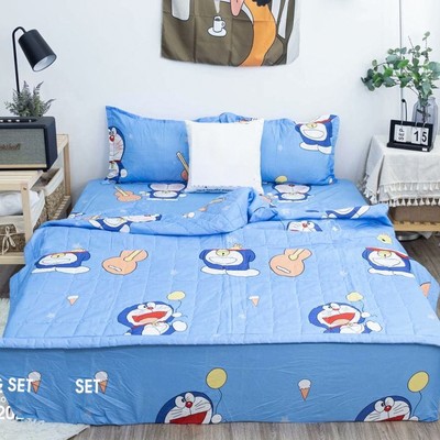 Set 5 món chăn hè Cotton Poly siêu mịn mát - 1 chăn hè, 1 ga, 2 vỏ gối nằm, 1 vỏ gối ôm