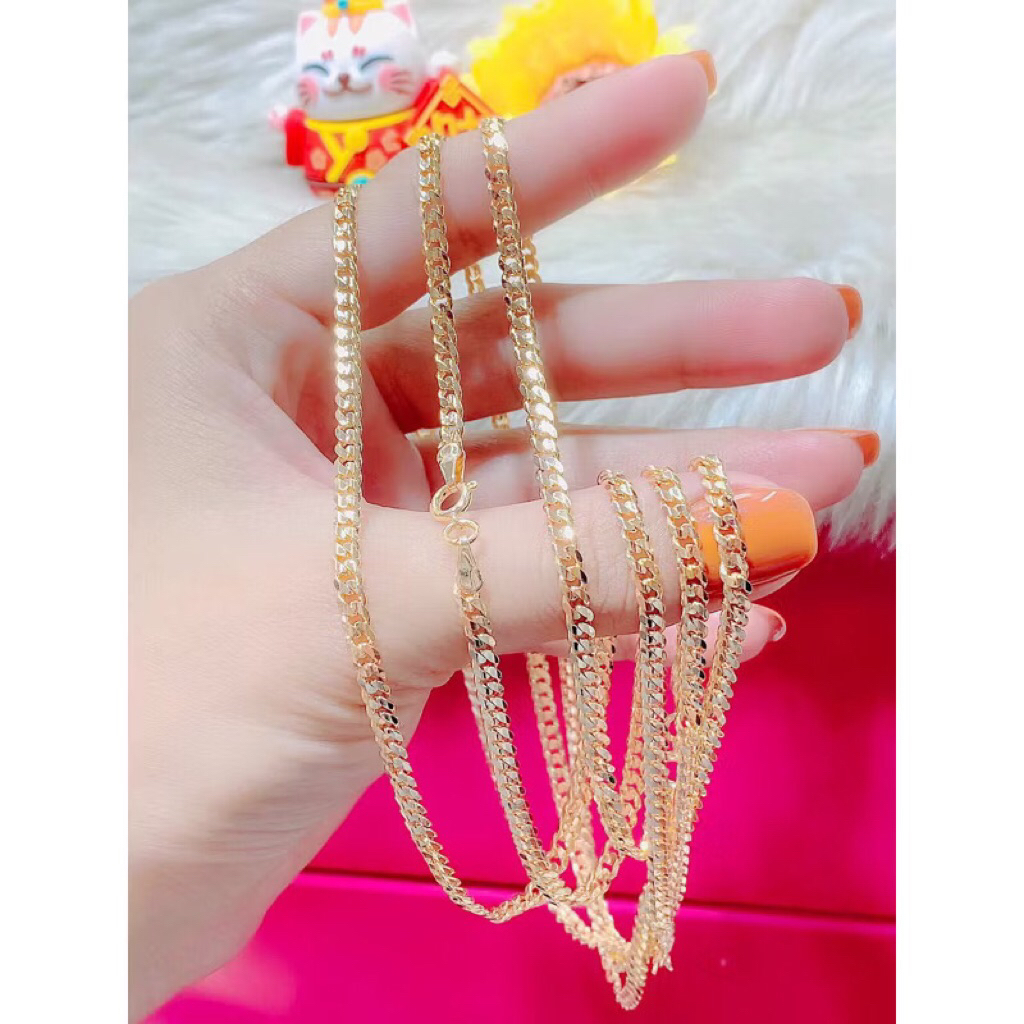 Dây Chuyền Nam Nữ Khoen Lật Titan Mạ Vàng 18k