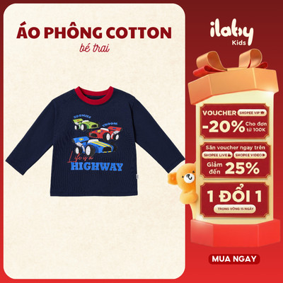Áo thun dài tay bé trai ILABY Life in a Highway chất liệu thun cotton co giãn 4 chiều thấm hút tốt [3539]