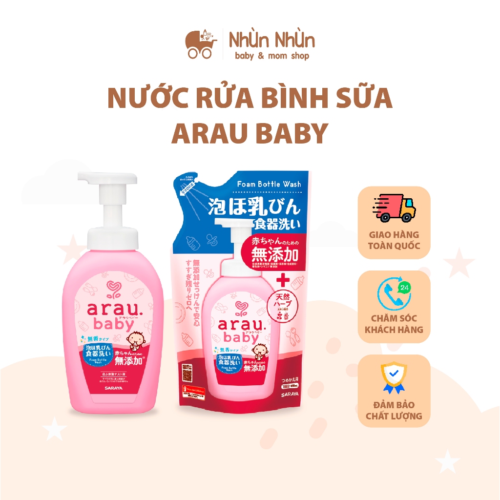 Nước rửa bình ti Arau (dạng chai 500ml và dạng túi 450ml)