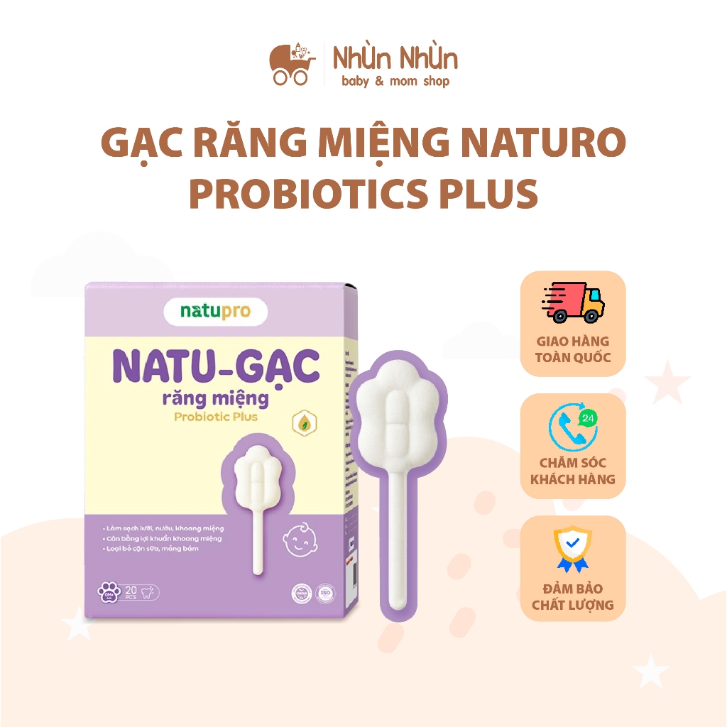 (Nhùn Nhùn) Gạc rơ lưỡi Probiotic và Gạc rơ lưỡi Probiotic Plus-Làm Sạch Miệng Bé, Ngừa Sâu Răng, An Toàn Từ Sơ Sinh