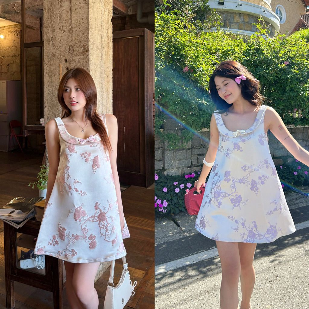 Đầm Nữ Cổ Sen Vải Gấm Sang Trọng Thiết Kế Bồng Bềnh (Bloom Dress) | pov.official