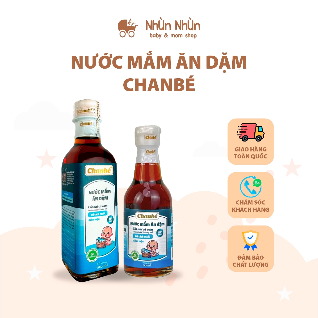 (Nhùn Nhùn) Nước mắm ăn dặm tách muối 35 độ đạm thương hiệu Chan Bé chai thủy tinh 60ml/100ml