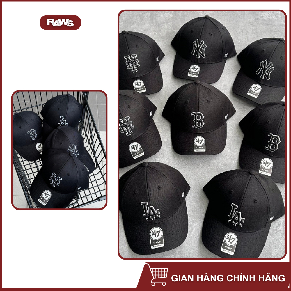 Mũ lưỡi chai 47 Brand đen viền trắng