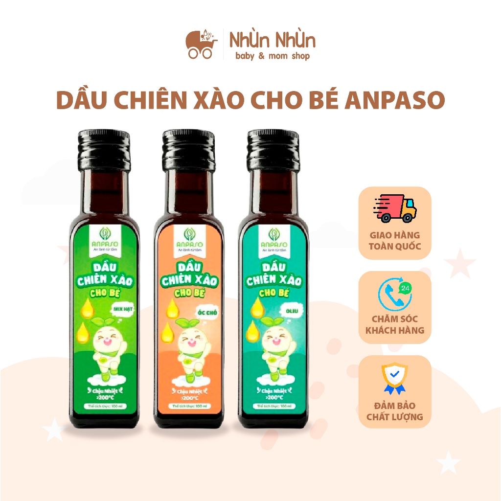 (Nhùn Nhùn) Dầu chiên xào ăn dặm Anpaso dung tích 100ml cho bé từ 6m